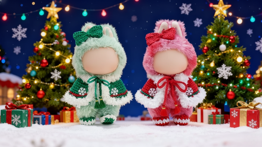Yes.sister Handmade Crochet Labubu Doll Clothes - Merry Snowflake Series