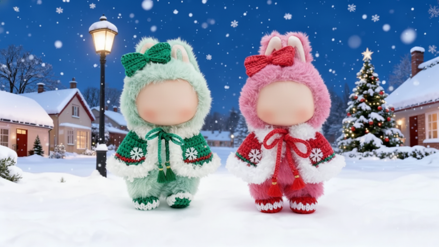 Yes.sister Handmade Crochet Labubu Doll Clothes - Merry Snowflake Series