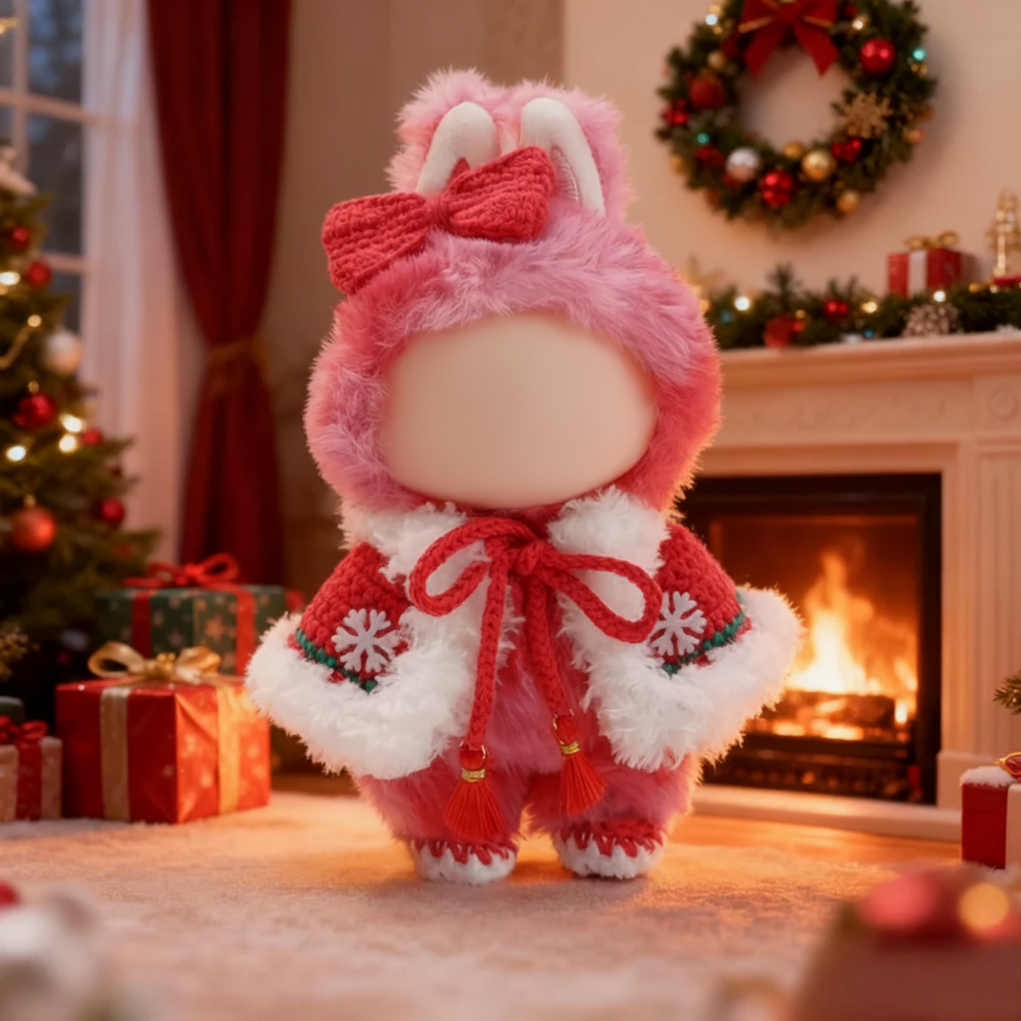 Yes.sister Handmade Crochet Labubu Doll Clothes - Merry Snowflake Series
