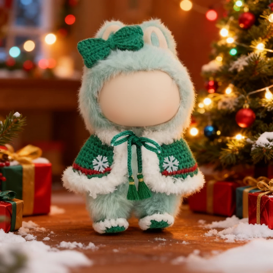 Yes.sister Handmade Crochet Labubu Doll Clothes - Merry Snowflake Series